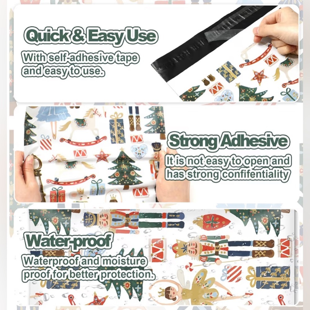 20 Pack 10x13 Nutcracker Christmas Poly Mailers - Picture 2 of 3